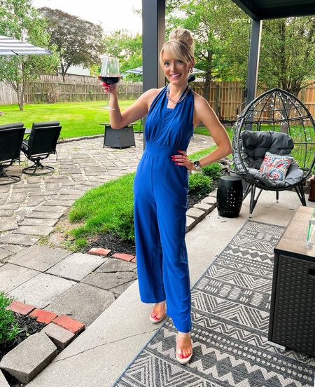 Blue halter jumpsuit only $36.99 with a 10% coupon! Other colors available. True to size. I am in a size small! - clear heels - date night outfit - going out outfit - girls night out outfit - vintage style - Amazon fashion - Amazon finds - Amazon deal - Amazon deals - Amazon coupon - Amazon coupons 



#LTKSeasonal #LTKstyletip #LTKunder50