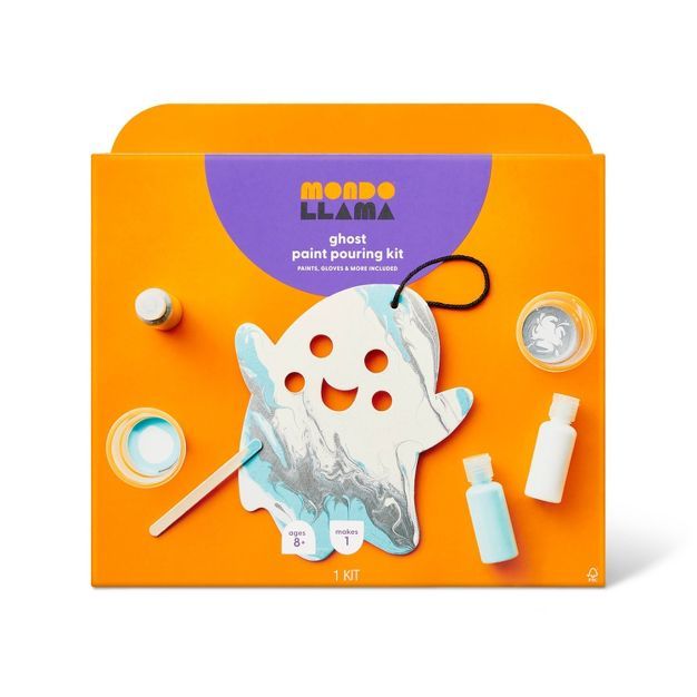 Halloween Paint Pouring Kit with Ghost Shaped Canvas Board - Mondo Llama™ | Target