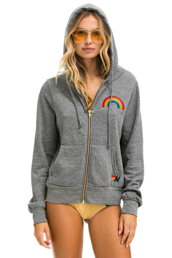 RAINBOW EMBROIDERY HOODIE - HEATHER GREY | Aviator Nation