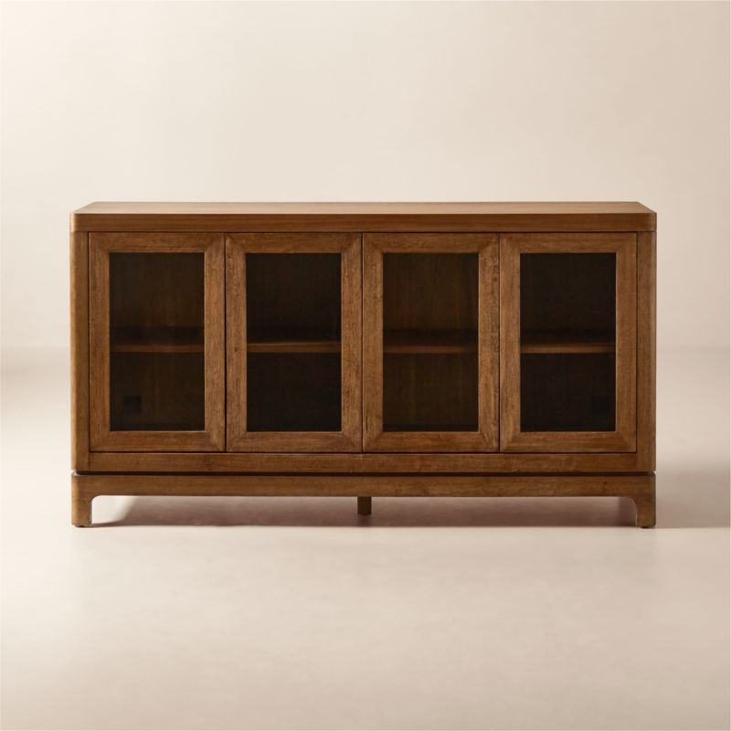Truman 64" Acacia Wood and Glass Door Credenza | CB2 | CB2