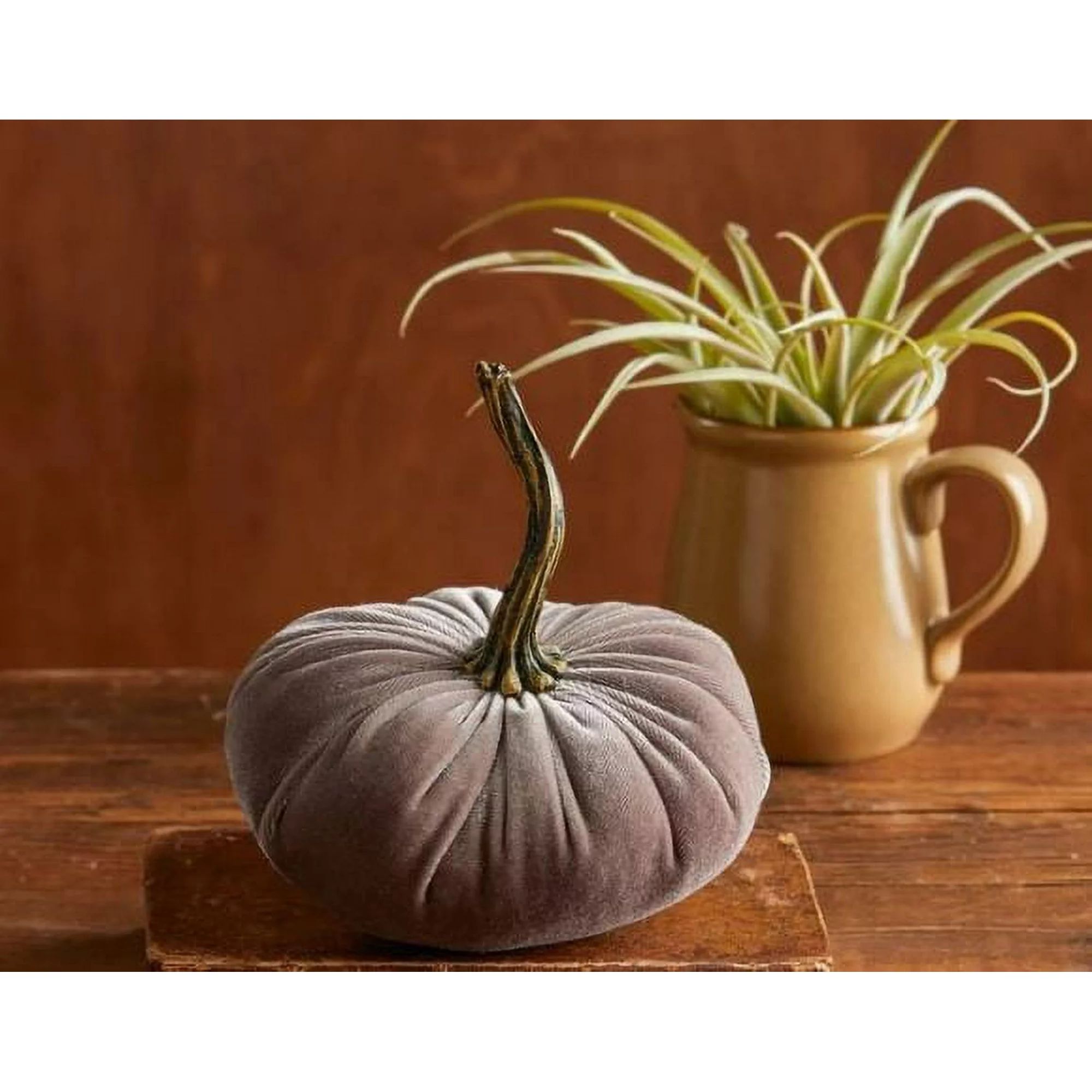 Fall Decor Handmade Gray Velvet Pumpkin - Small | Walmart (US)