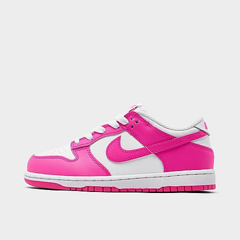 Nike Girls' Little Kids' Dunk Low Casual Shoes in Pink/White Size 13.0 Leather | Finish Line (US)