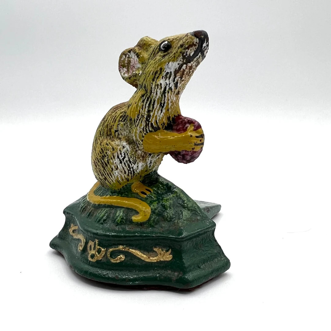 Vintage Mouse Holding Berry Cast Iron Doorstop Cute Country - Etsy | Etsy (US)