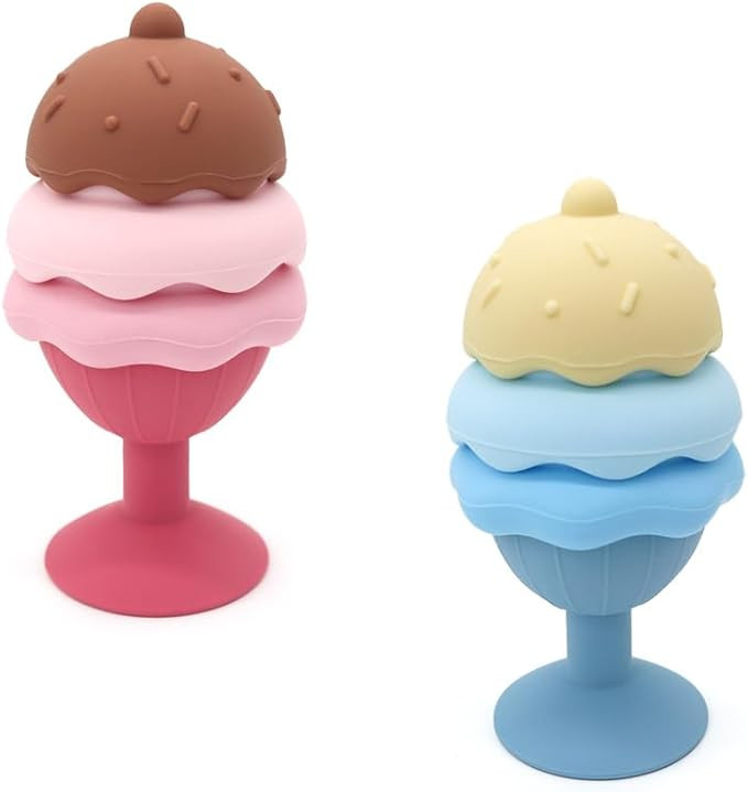 Bath Toys, Silicone Ice Cream Stacking Toy, Baby Bath Toy, Connect, Build, Create - Bathtub Toys | Amazon (US)