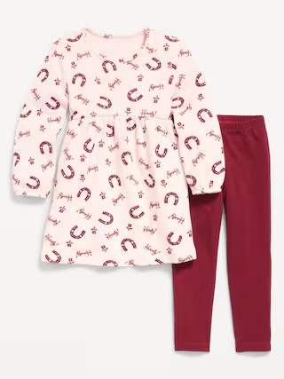 Long-Sleeve Waffle-Knit Dress and Leggings Set for Toddler Girls | Old Navy (US)