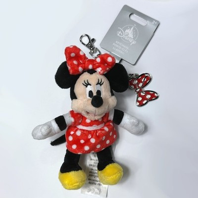 Disney Parks Minnie Mouse Plush with Bow Keychain Bag Charm | eBay US