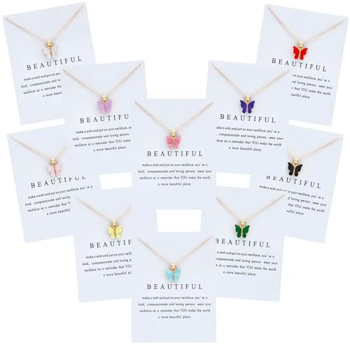 NEWITIN 10 Pieces Colorful Butterfly Pendant Necklace Set for Women Costume Jewelry Gold Plated A... | Amazon (US)