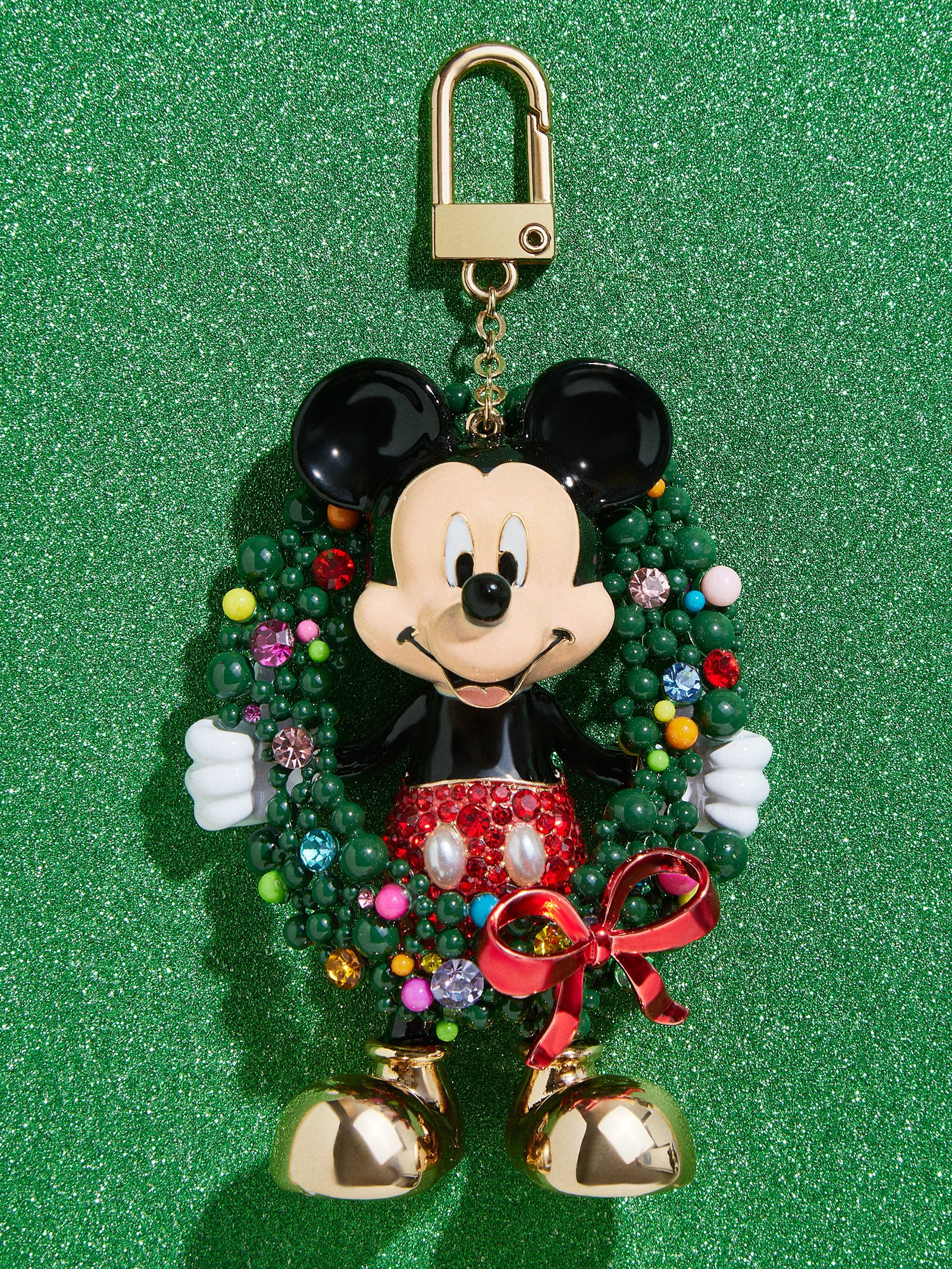 Mickey Mouse Holiday Welcome Wreath Disney Bag Charm - Mickey Mouse Holiday Wreath | BaubleBar (US)