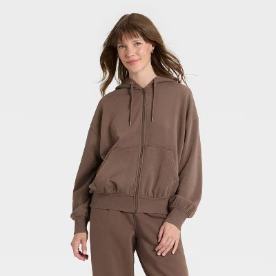 Women's Zip-Up Hoodie Sweatshirt - Universal Thread™ Brown XS | Target