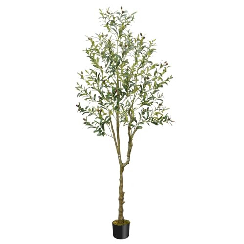 GTIDEA Artificial Olive Tree 7ft Tall Fake Tree Fake Plant Indoor Large Faux Olive Tree with Trunk Artificial Plants Fake Silk Trees for Spring Home Living Room Outdoor Decor Office Front Porch | Amazon (US)