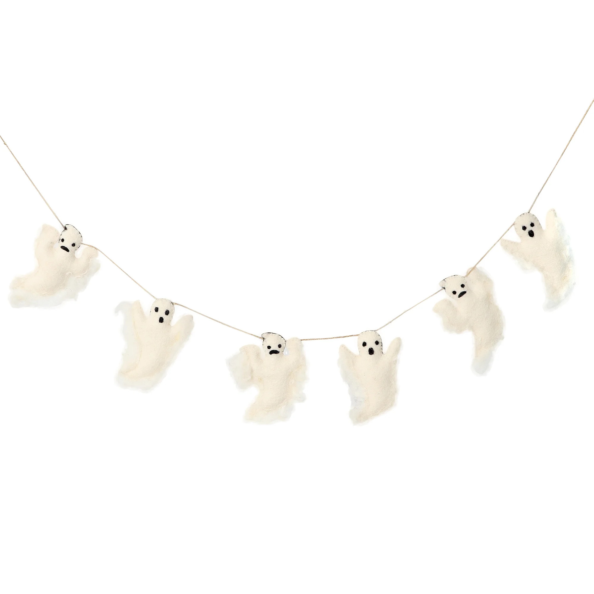 De Kulture Works Premium Wool Felt White Ghost Garland Eco Friendly 48 Inche Halloween Wall Hangi... | Walmart (US)