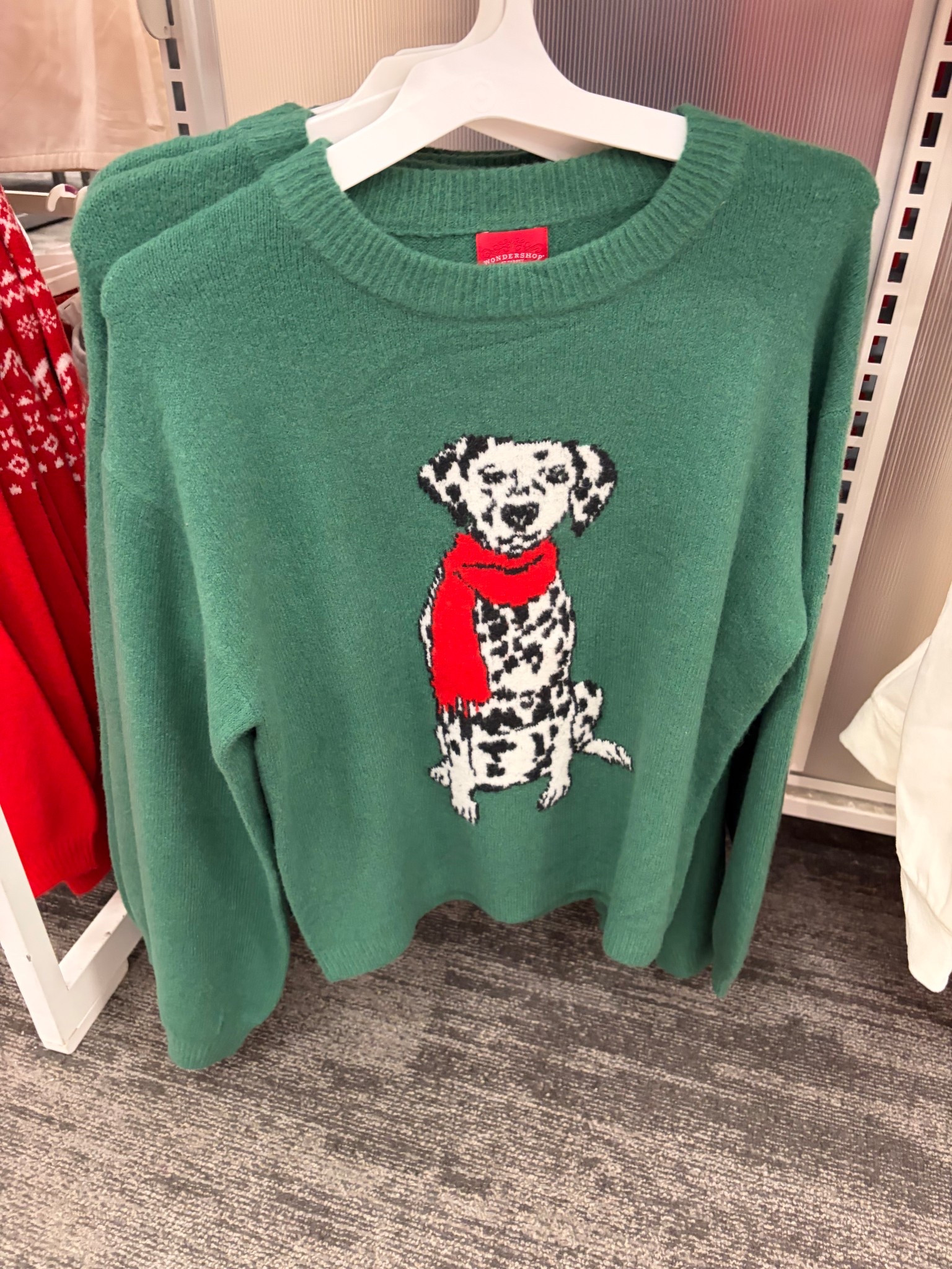 The cutest sweater with a Dalmatian dog with a red scarf!  I love the pretty green color and cozy crewneck style!

#LTKHoliday #LTKGiftGuide #LTKFindsUnder50