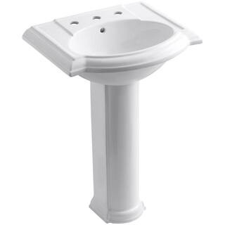 KOHLER Devonshire Vitreous China Pedestal Combo Bathroom Sink in White with Overflow Drain-K-2286... | The Home Depot