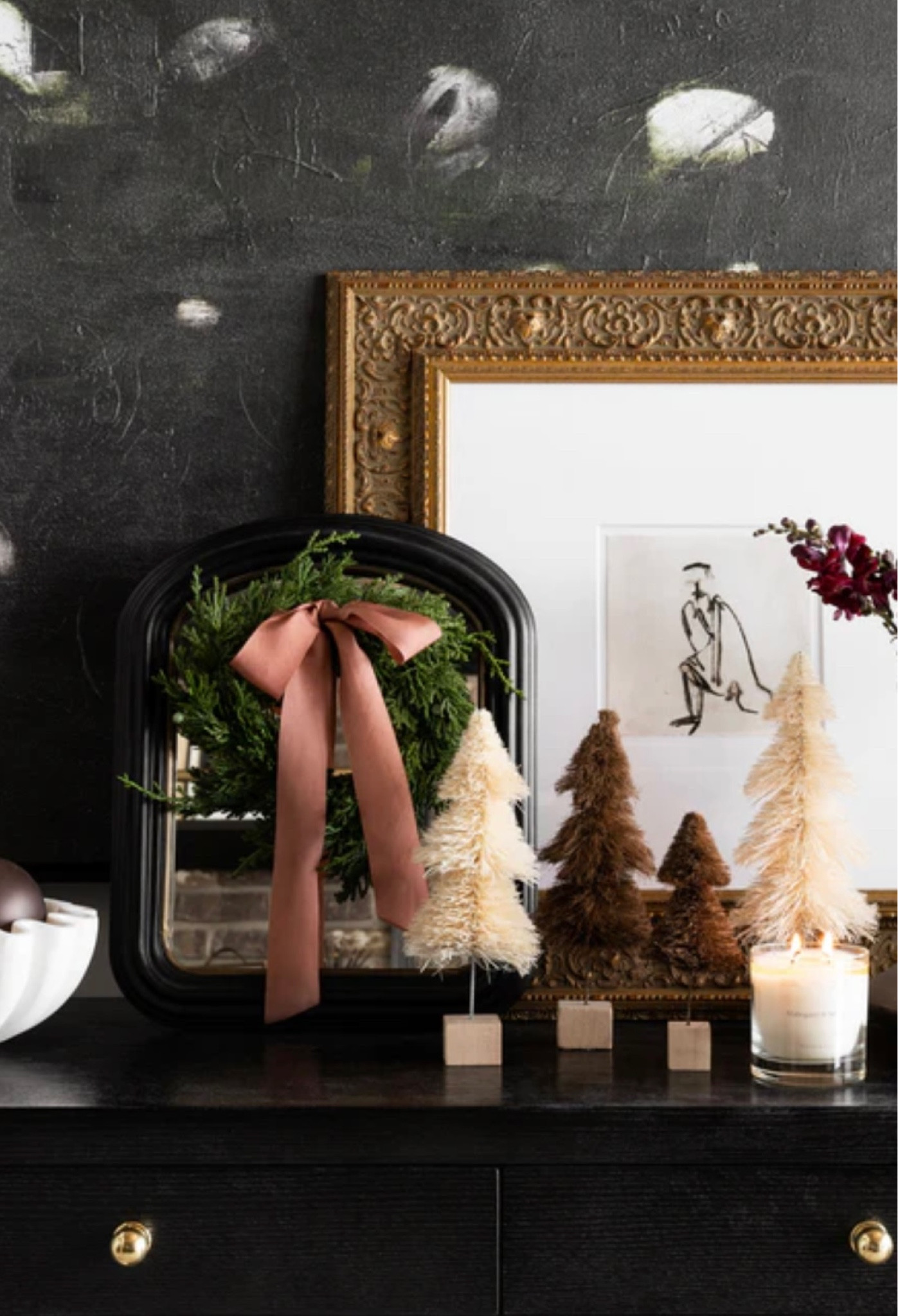 McGee & Co. Christmas decor, mini trees, mini wreath, ornate mirror, Christmas home decor, black consule

#LTKhome #LTKSeasonal #LTKHoliday