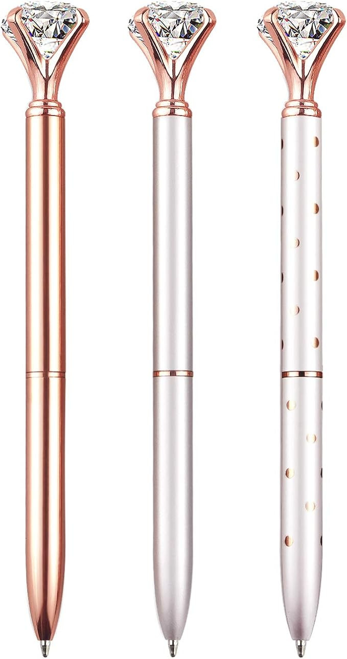 NNY 3 PCS Ballpoint Pens Metal Crystal Diamond Pens Fancy Pens Gifts for Women Girls Christmas Bi... | Amazon (US)