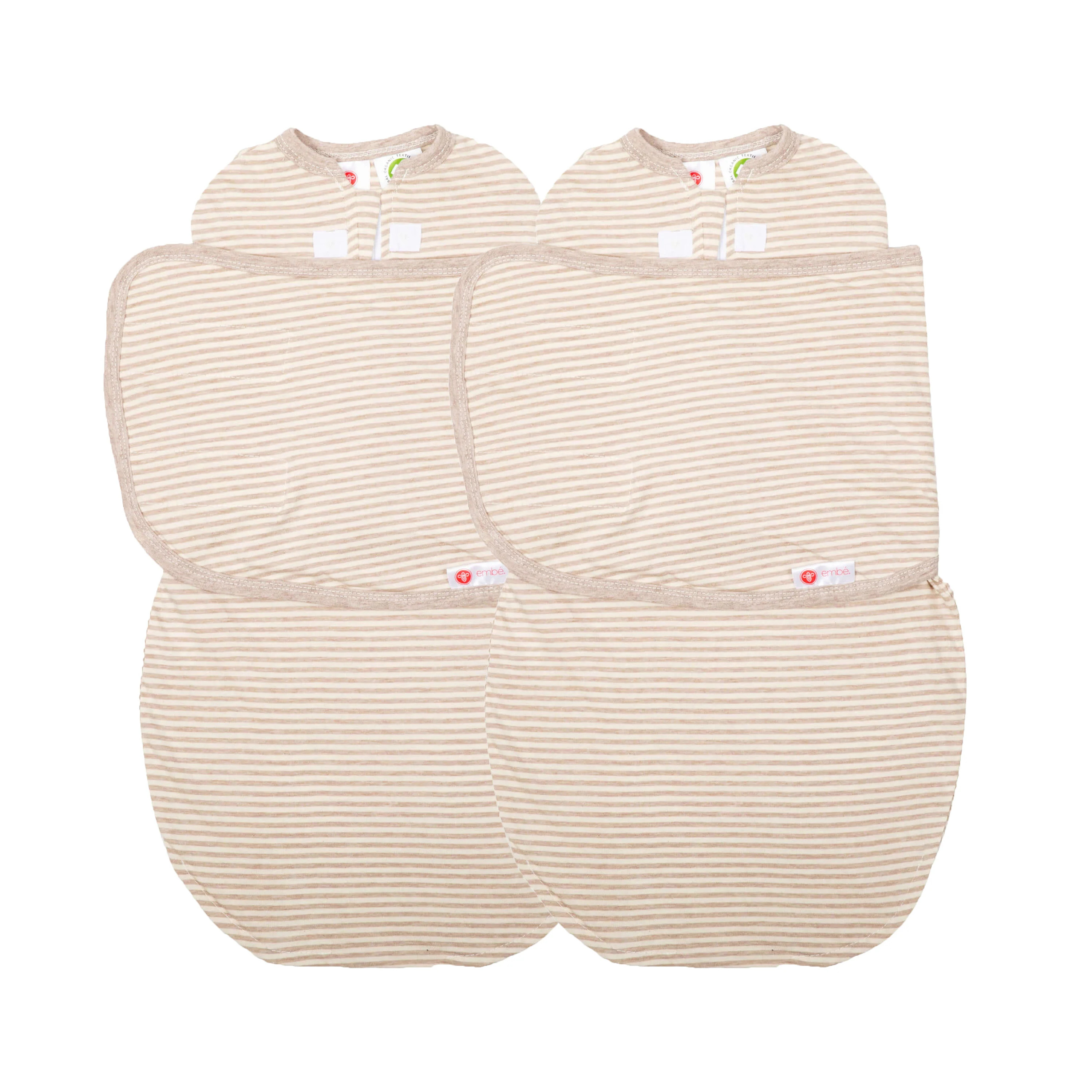 *Organic* Swaddle Wrap Bundle 2-Pack / Heathered Oatmeal Stripe | embé
