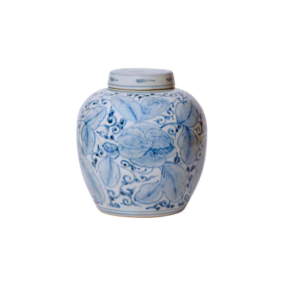 Lidded Blue and White Porcelain Rose Storage Jar | The Well Appointed House, LLC