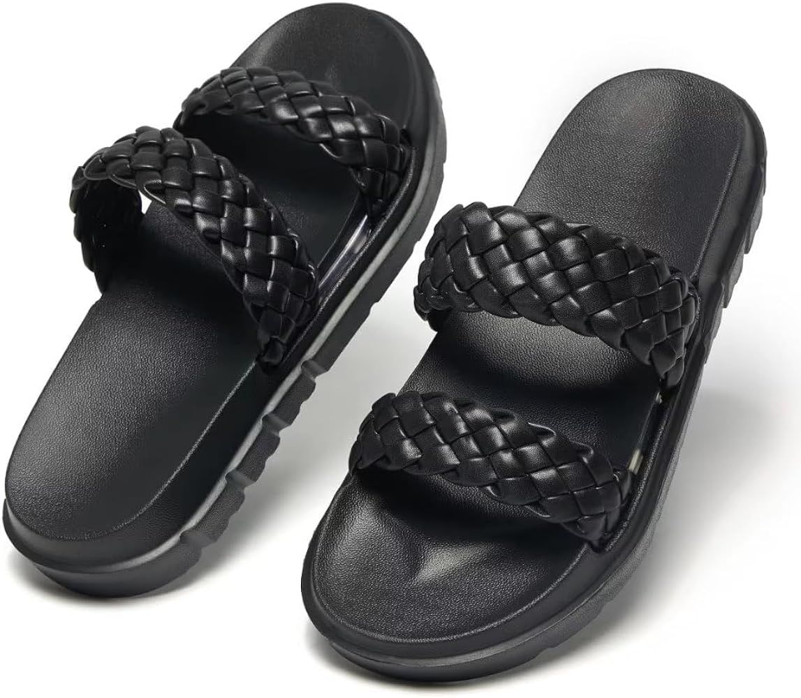 MEGNYA Womens Classic Platform Open Toe Slides, Rhinestone Glitter Casual Sparkle Sandals, Comfor... | Amazon (US)