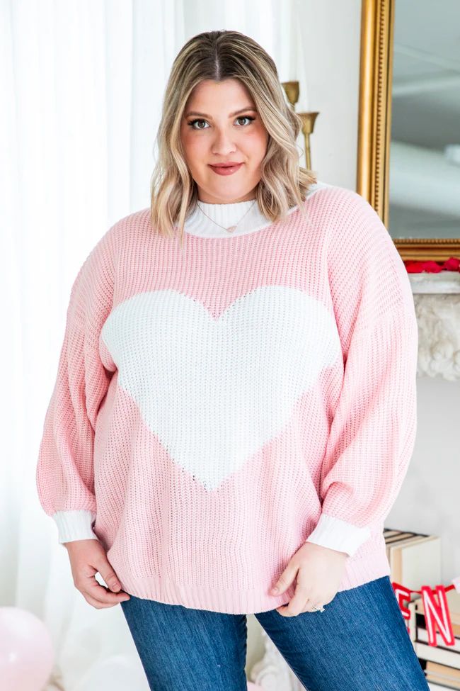 Heal Your Heart Pink Heart Sweater | Pink Lily