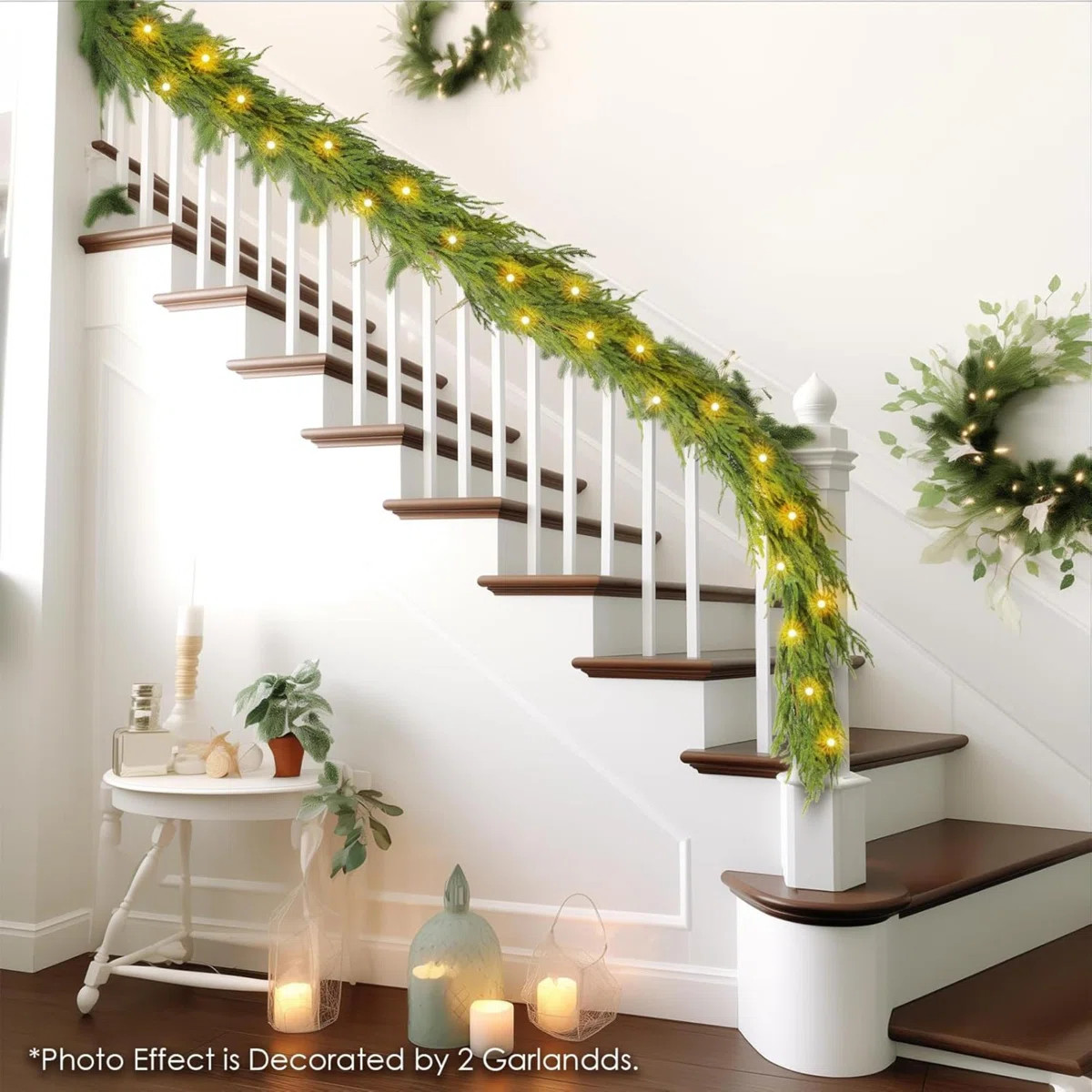 Pre-Lit Real Touch Norfolk Pine Prelit Christmas Garland, Winter Greenery Garland For Christmas, ... | Wayfair North America