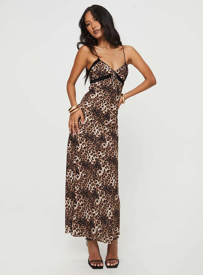 Emily Bias Cut Maxi Dress Leopard | Princess Polly US
