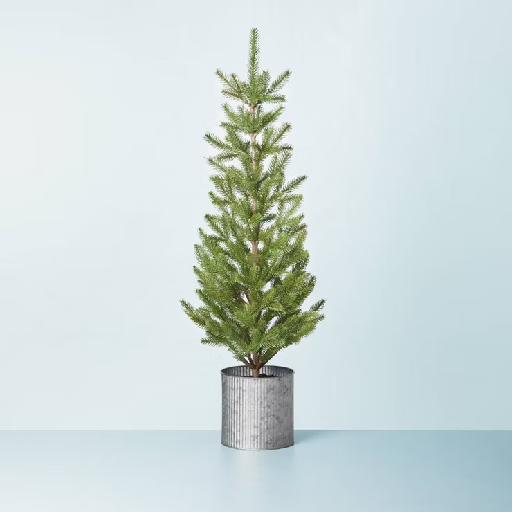 Faux Pine Tree in Galvanized Metal Porch Pot - Hearth & Hand™ with Magnolia | Target