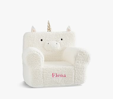 My First Anywhere Chair®, Ivory Sherpa Unicorn | Pottery Barn Kids
