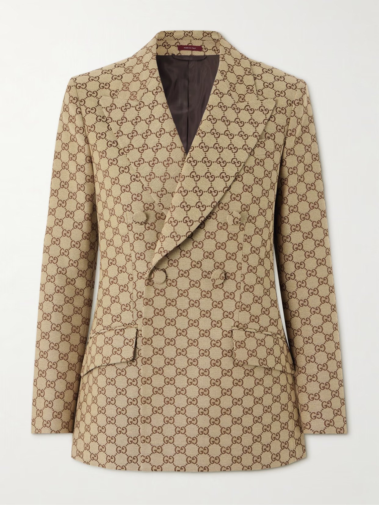 Gucci - Double-breasted Cotton-blend Canvas-jacquard Blazer - Neutrals | NET-A-PORTER (US)