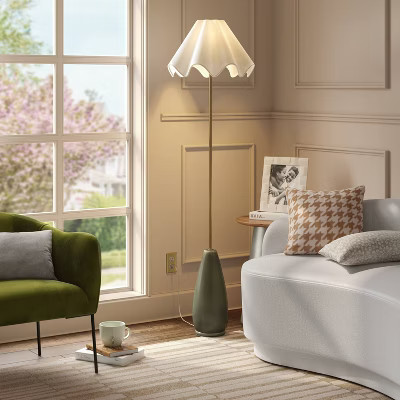 Wavy Shade Collection with Ceramic Base Floor Lamp Green - Threshold™ | Target