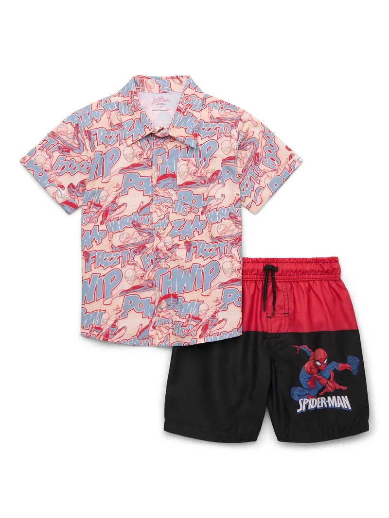 Character Toddler Boy Resort Shirt and Swim Trunk Set, 2-Piece, Sizes 12M - 5T | Walmart (US)