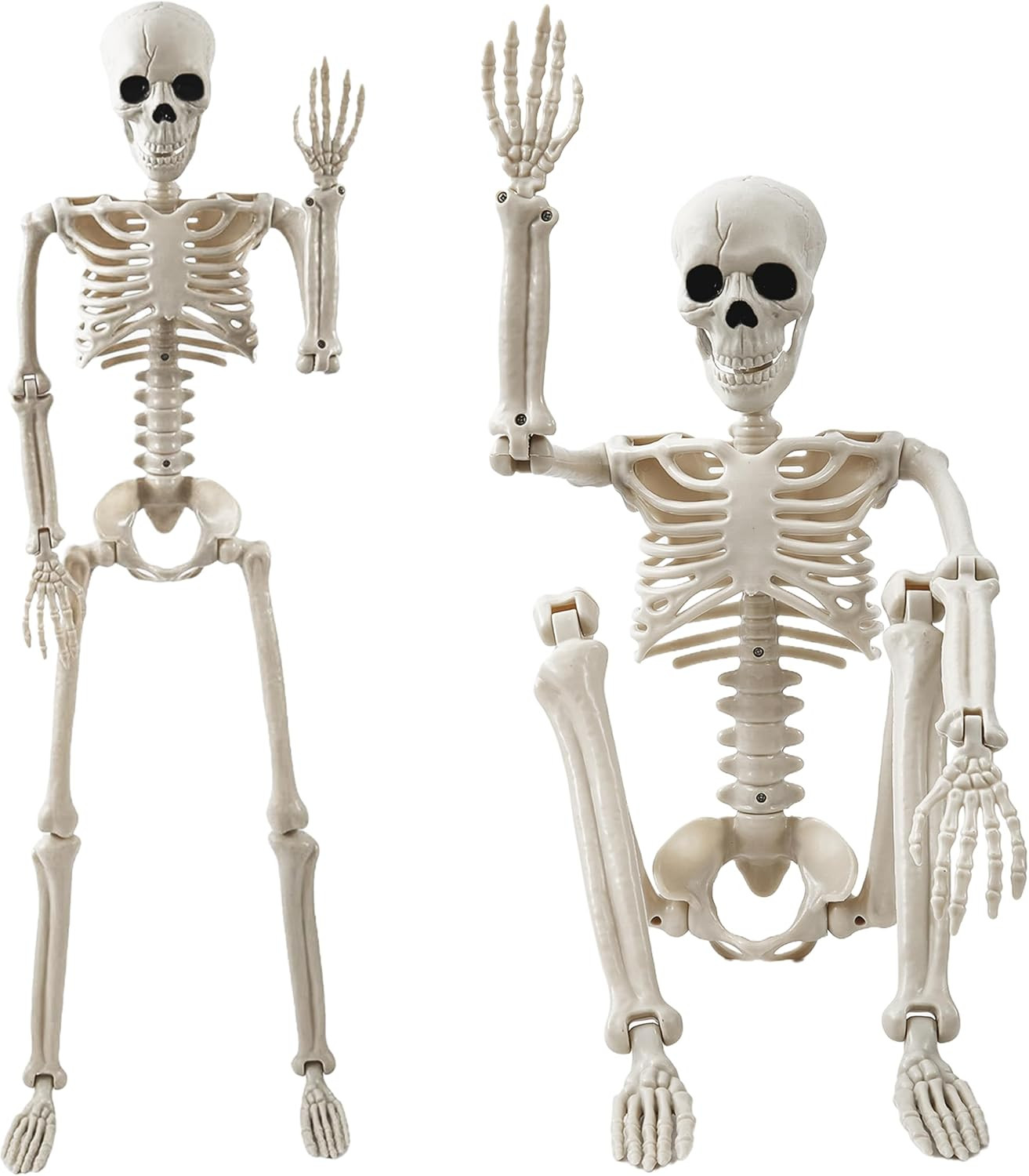 Halloween Decorations Outdoor, 2 Pack 36" Life Size Posable Human Skeleton Decor - Indoor Halloween Decor for Graveyard, Haunted House, Yard, Patio, Lawn, Garden & Spooky Party Props | Amazon (US)