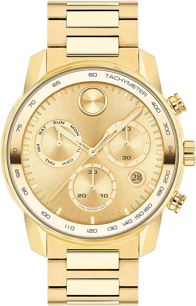 Movado Men's Bold Verso Swiss Quartz Watch with Stainless Steel Link Bracelet, Gold Plated       ... | Amazon (US)