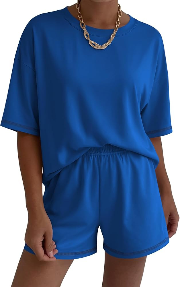 Ekouaer Lounge Sets for Women 2 Piece Shorts Sets Moisture Wicking Casual Summer Short Sleeve Mat... | Amazon (US)