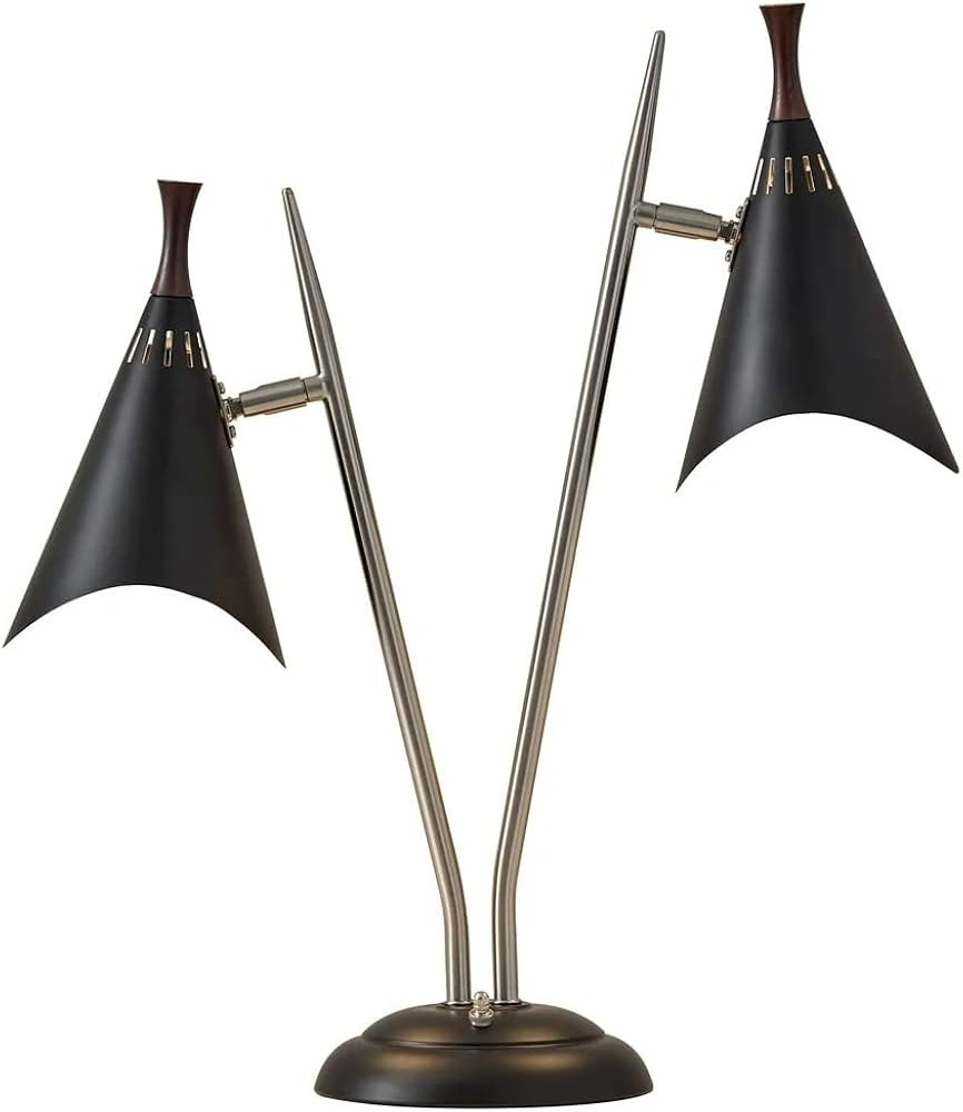 Adesso 3235-01 Draper Desk Lamp, 22 in., 2 x 60W Incandescent/ 2 x 13W CFL, Brushed Steel/Black P... | Amazon (US)