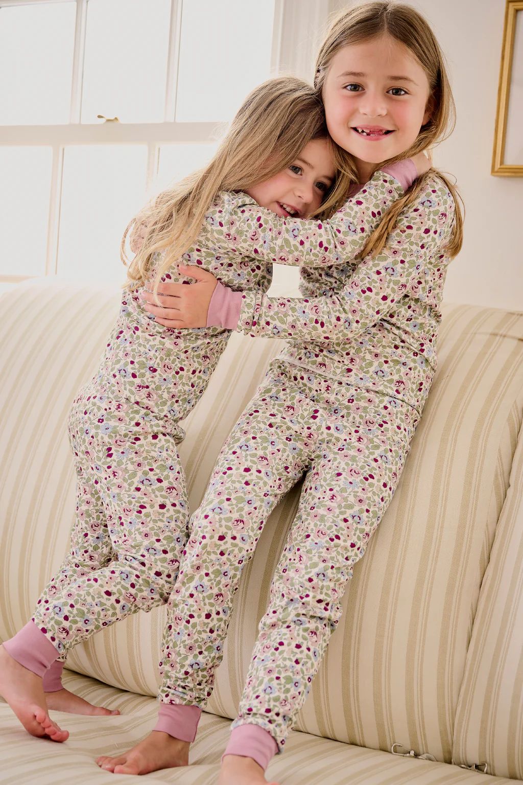 Kids Long-Long Set in Plum Elizabeth Floral | Lake Pajamas