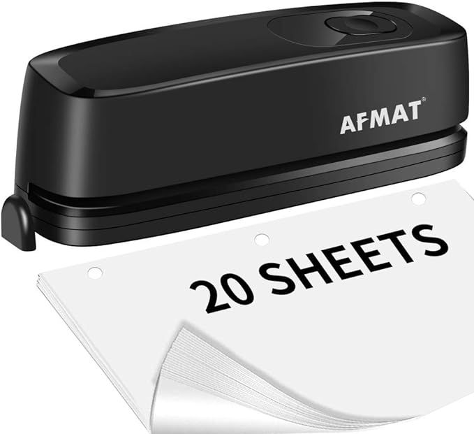 3 Hole Punch, AFMAT Electric Three Hole Punch Heavy Duty, 20-Sheet Punch Capacity, AC or Battery ... | Amazon (US)