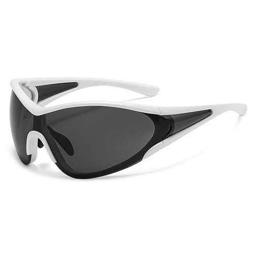 bullabulling Fashion Oversized One Piece Sunglasses For Women Men Vintage Sun Glasses Punk Big Frame Eyewear Shield Goggles (White) | Amazon (US)