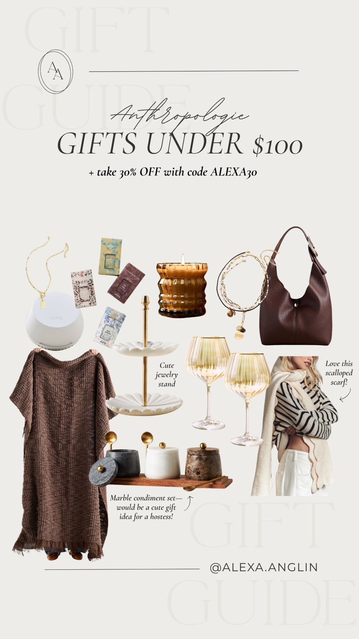 Gift ideas under $100! Plus, take 30% OFF with my code ALEXA30 now through this weekend only!! Ends Sunday (11.23) + if you spend $200+ across Anthropologie, you’ll get get $50 back on Dec. 11th tho spend on gifts/shopping! So many greys gift ideas  if you’re shopping early for family, friends, teachers, party hostess, coworkers, etc! // holiday gift guide 

#LTKGiftGuide #LTKHoliday #LTKSaleAlert