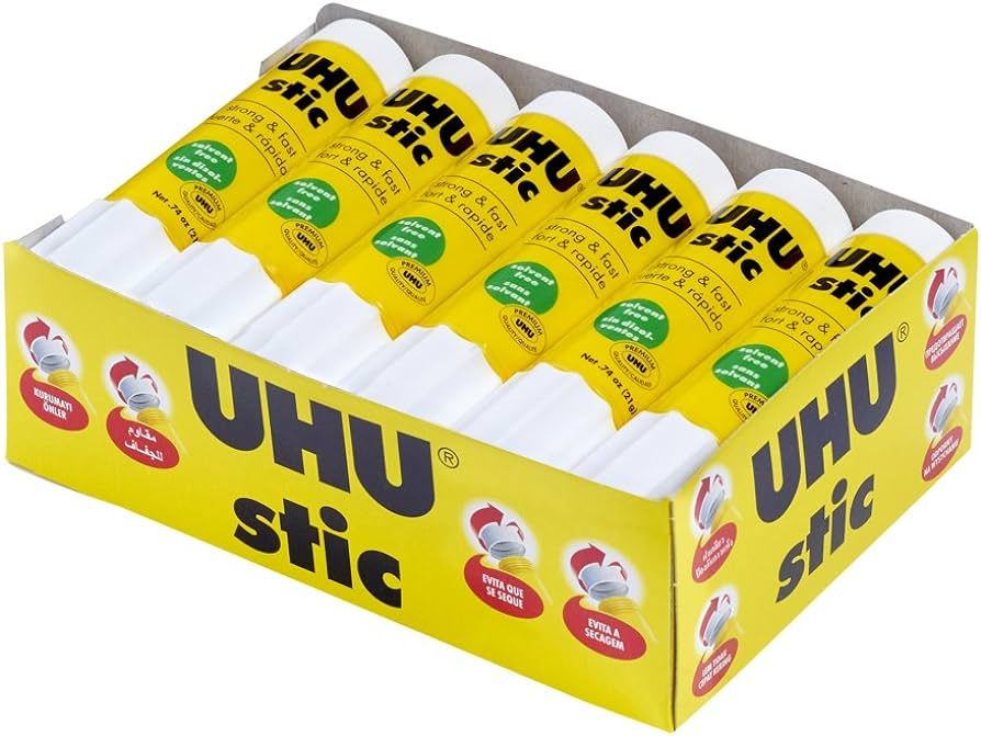 UHU Glue Stick, 0.74oz White, Washable Glue Stick Sticks Immediately, Perfect for School, Screw o... | Amazon (US)