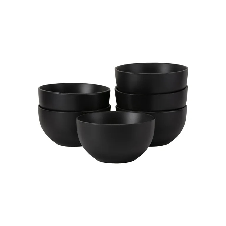 10 Strawberry Street Wazee Matte 5.5"/20oz Cereal Bowl, Set of 6, Black | Walmart (US)