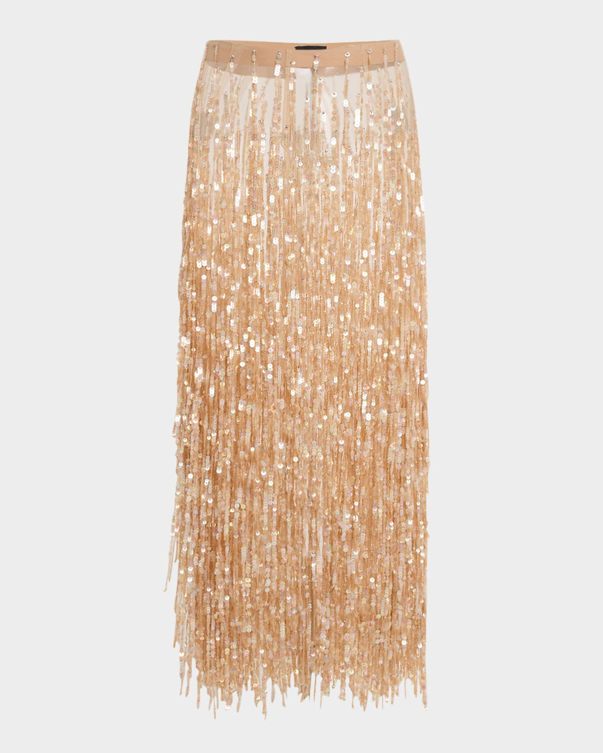 Sequin Fringed Maxi Pencil Skirt | Neiman Marcus