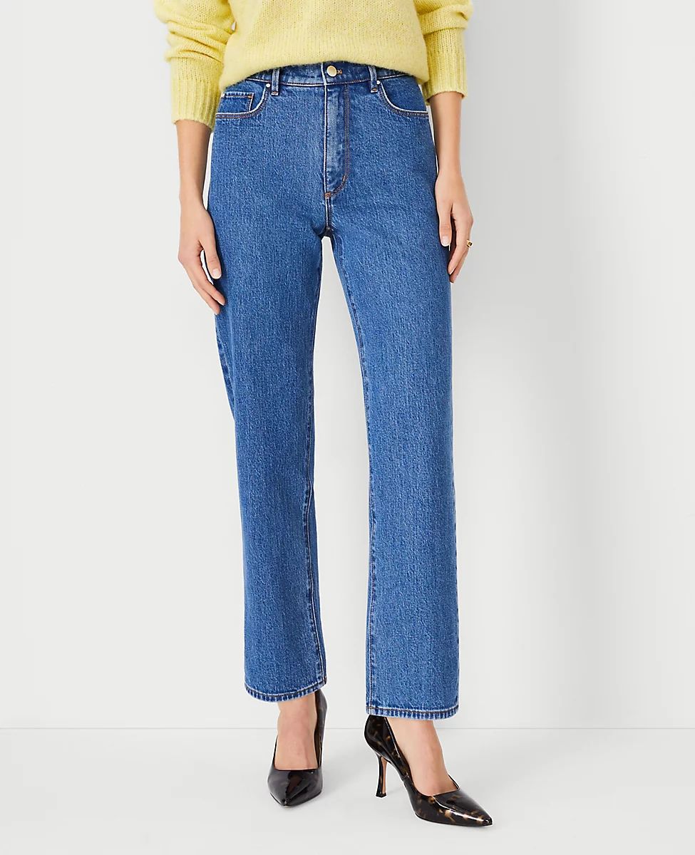 High Rise Straight Jeans in Vintage Mid Indigo Wash | Ann Taylor (US)