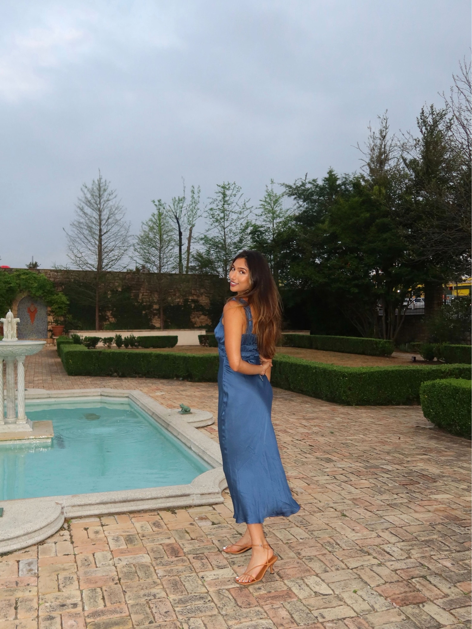 knee length dresses for ladies Baltic Born Womens Lovell Smocked Midi Dress | Midnight Blue