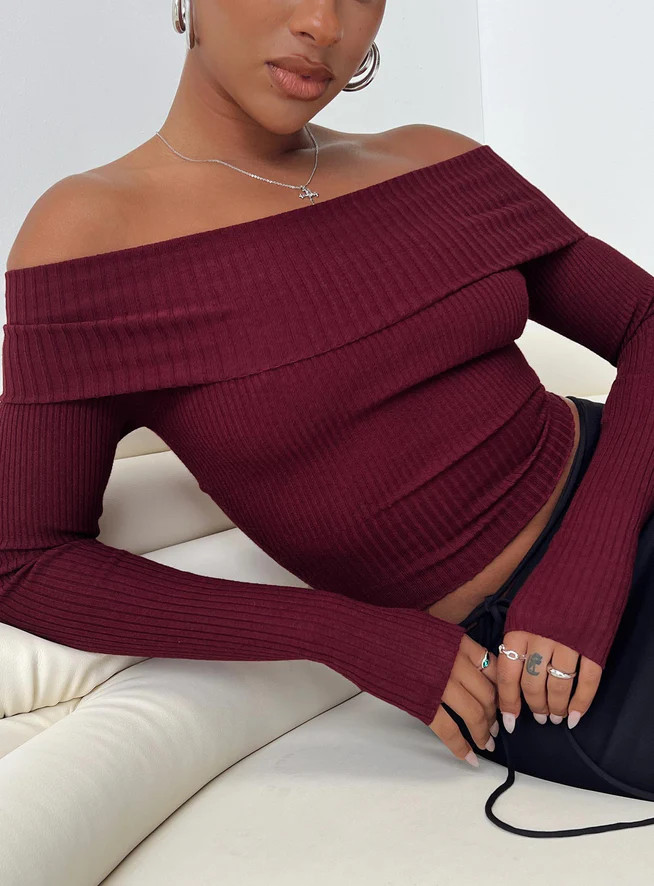 Morley Off Shoulder Sweater Cream | Princess Polly US