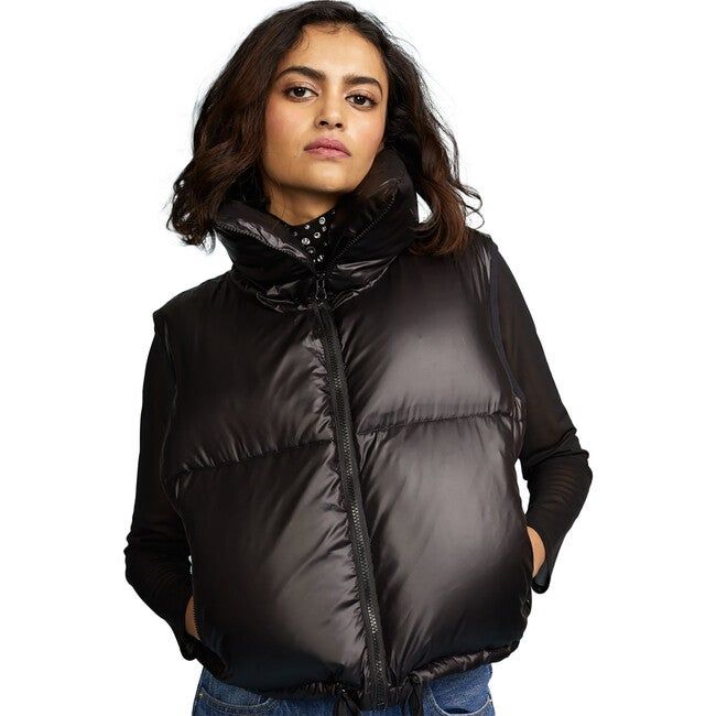 Cynthia Rowley | Women's Nylon Puffer Vest, (Black, Size Large) | Maisonette | Maisonette