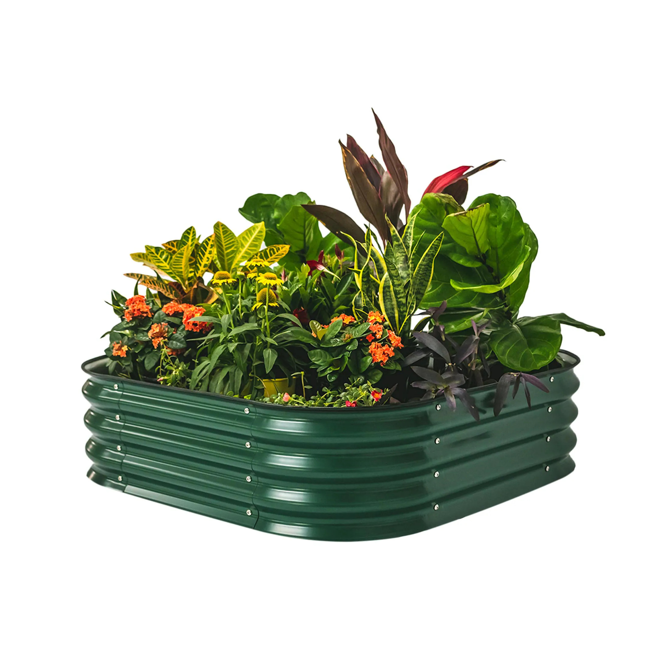 Vego Garden 11-cu ft 42-in W x 42-in L x 11-in H British Green Galvanized Metal Raised Garden Bed Rubber | VB4N111BG | Lowe's