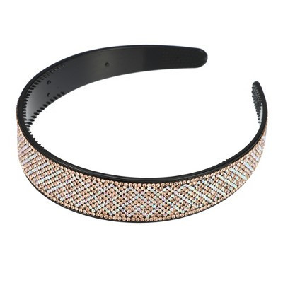Unique Bargains Women's No Slip Rhinestone Wide-brimmed Headband 4.45"x0.98" Champagne 1 Pc | Target