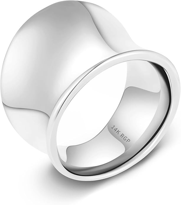 Wide Statement Band Rings for Women and Men，High 14K Gold Plated Polish Large Thumb Index Full ... | Amazon (US)