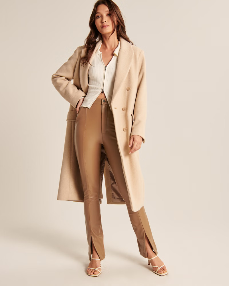 Vegan Leather Split-Hem Pants | Abercrombie & Fitch (US)