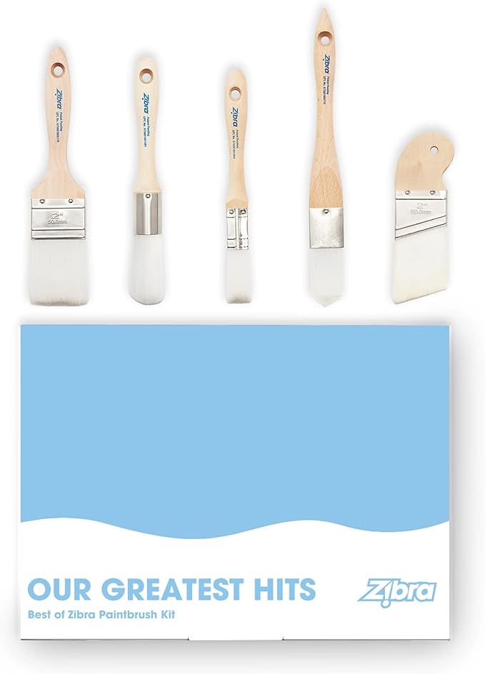 Zibra 5-Piece DIY Paint Brush Set with Assorted Paint Brushes for Walls, Trim and Furniture, Whit... | Amazon (US)